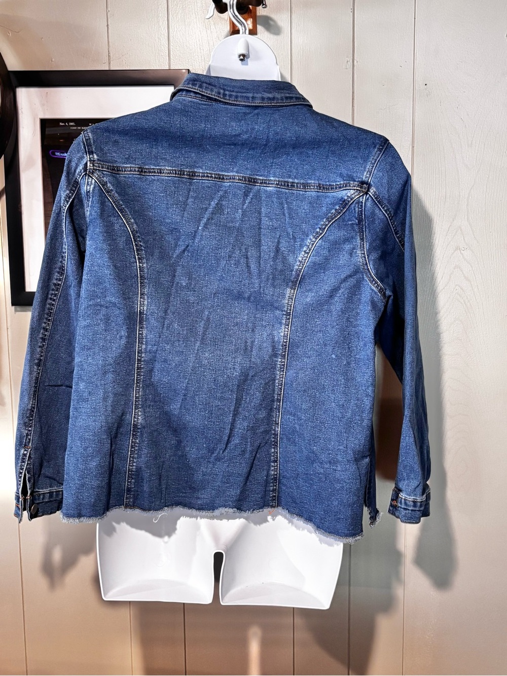 SHEIN Raw Hem Blue Denim Jacket - Picture 8 of 10